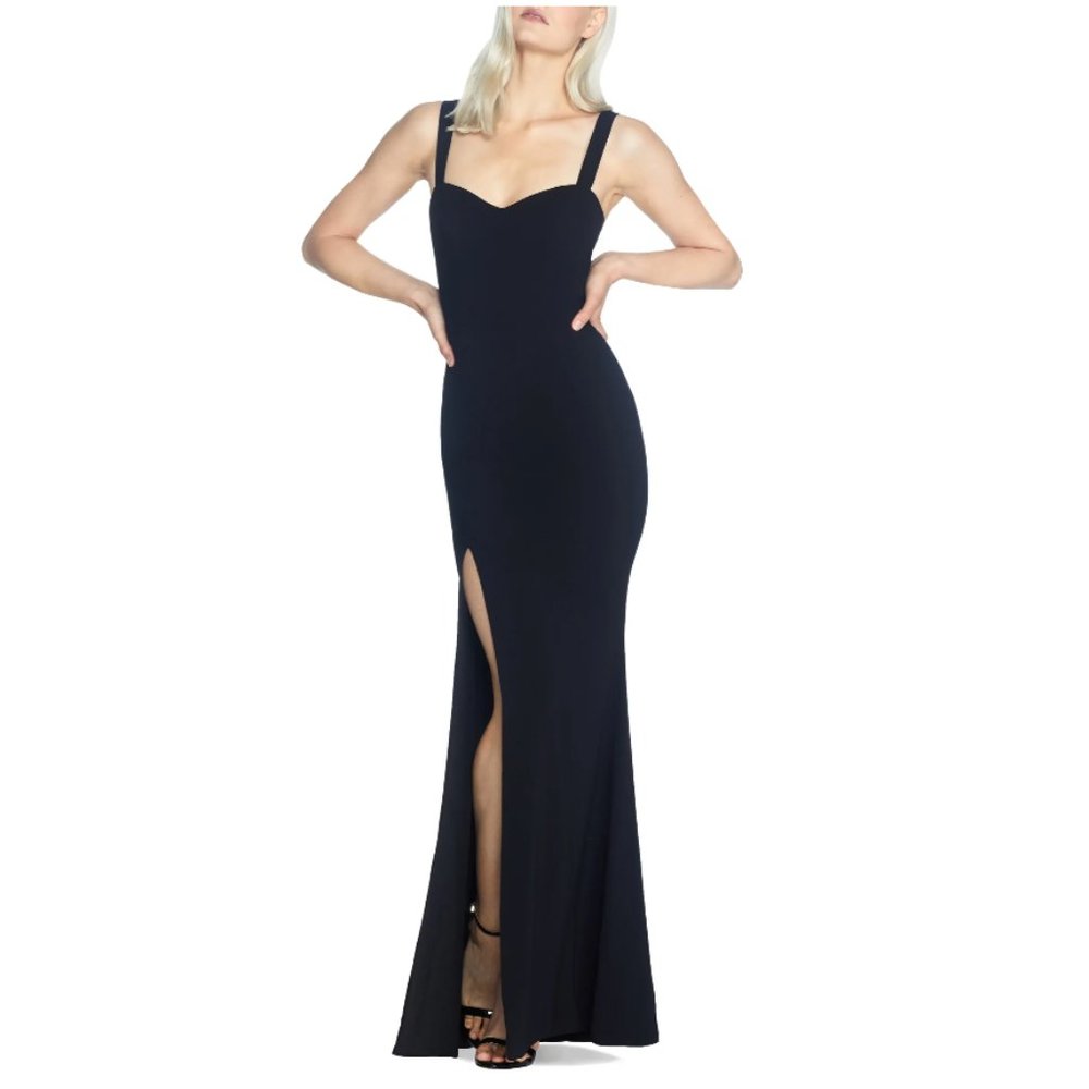 Dress The Population Estella Black Crepe Trumpet Gown